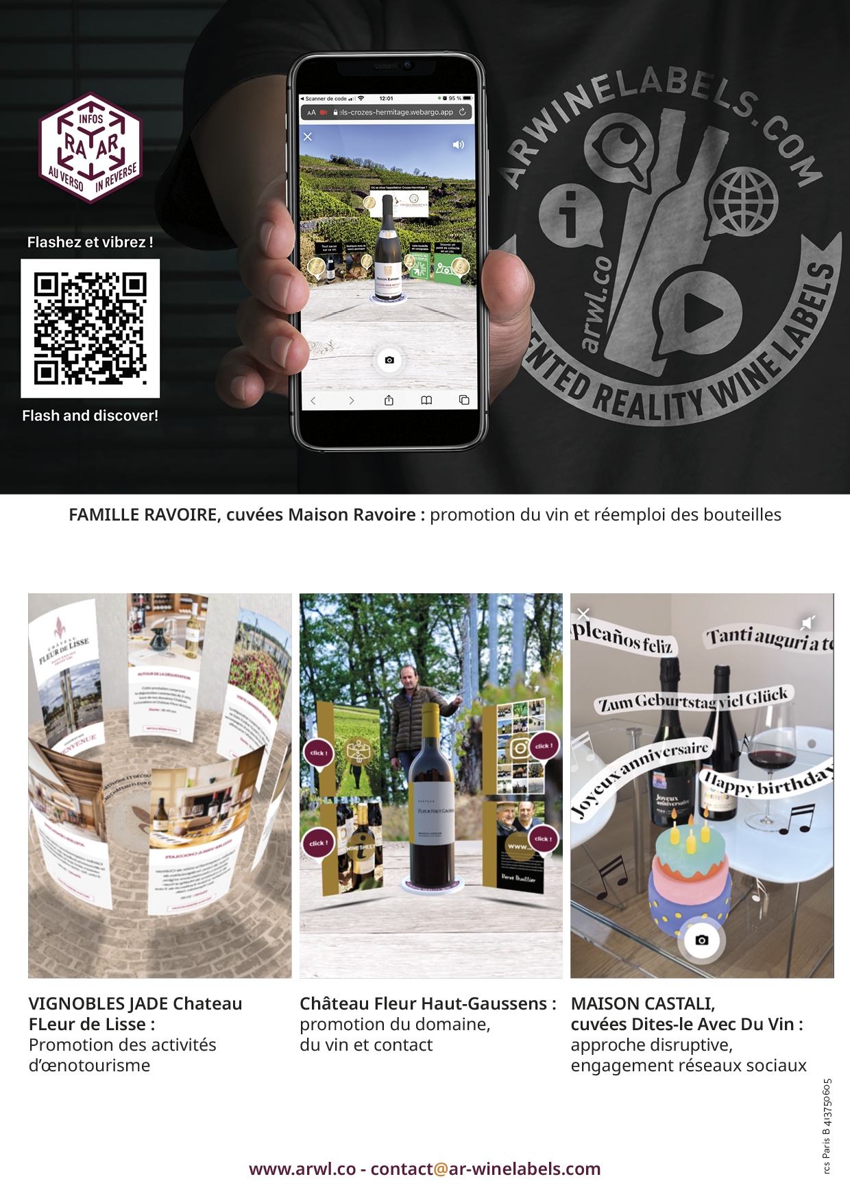QR code augmented marketing and customer projects accessible via webAR
